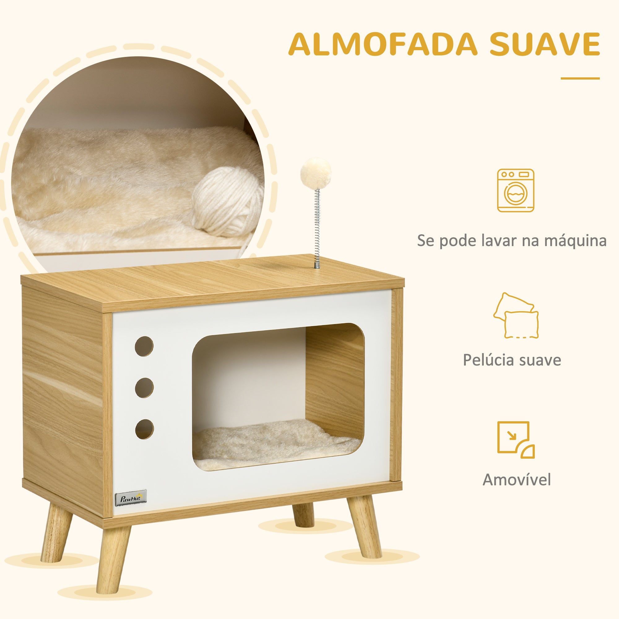 Casa Caverna para Gatos 50x28x43cm Cor de Carvalho