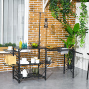 Mesa de Campismo Dobrável 173x52x80-174 cm Preto