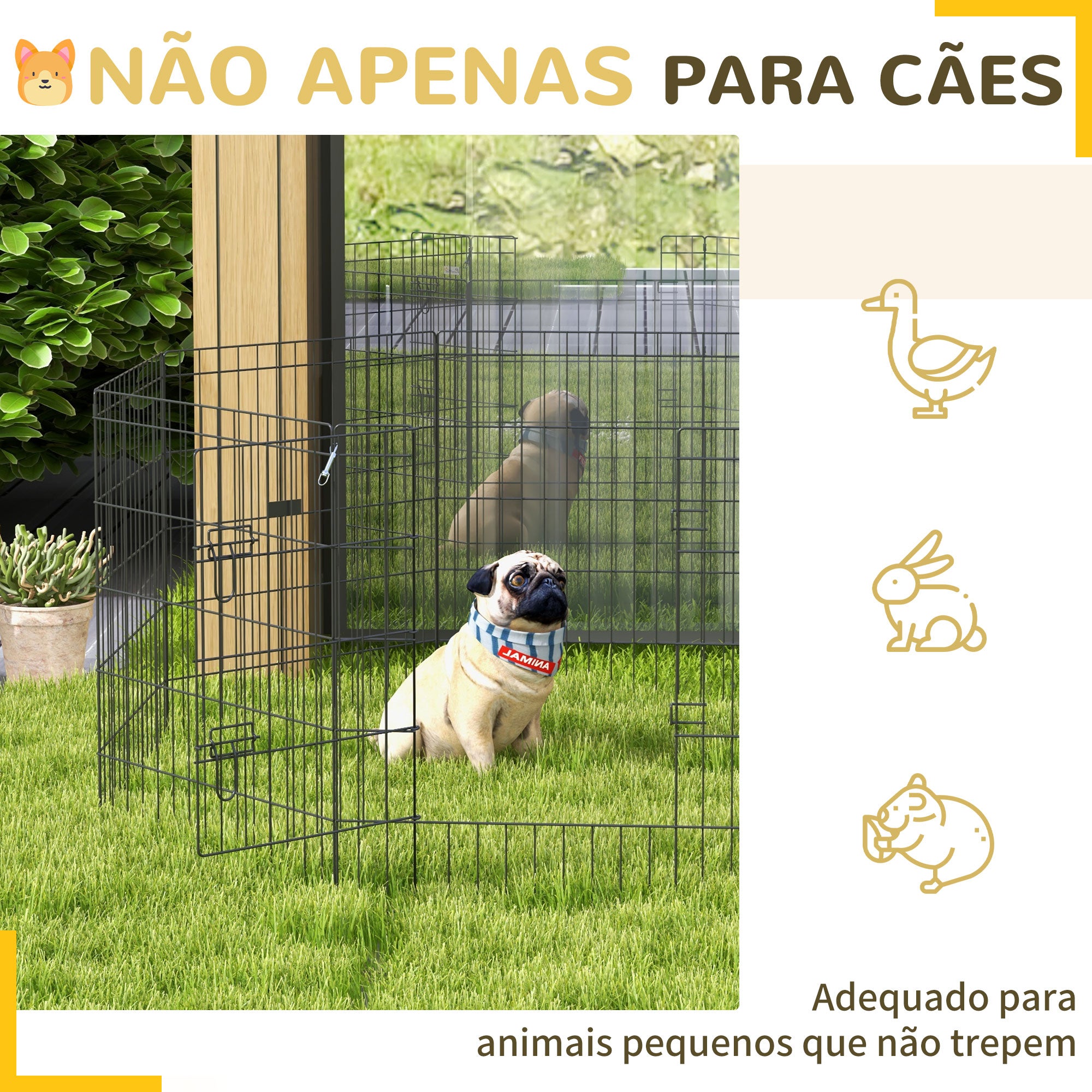 Parque para Cães 8 Painéis 76x61cm Preto - Espaço para Brincar e Descansar com Segurança