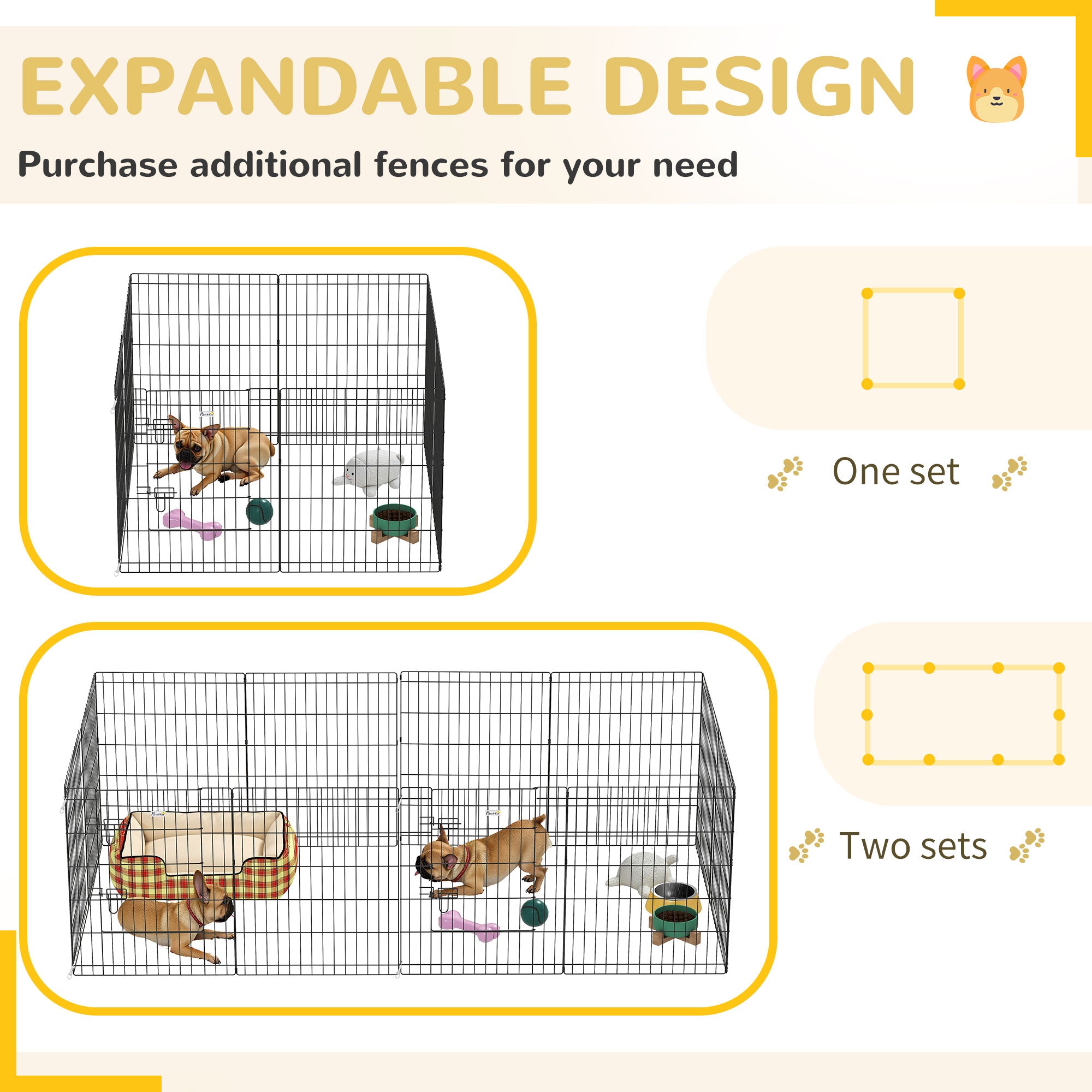 Parque para Cães 8 Painéis 76x61cm Preto - Espaço para Brincar e Descansar com Segurança