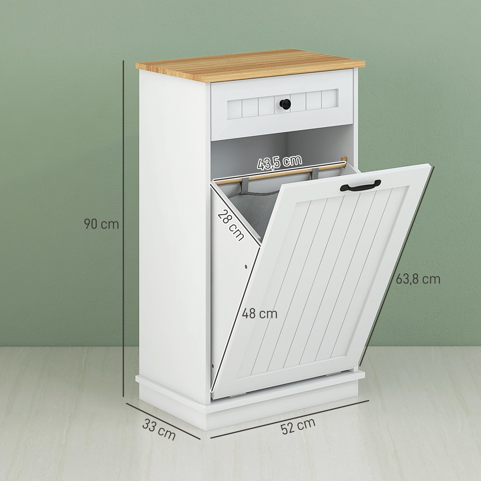 Móvel Auxiliar de Casa de Banho – 52x33x90 cm – Branco – MDF