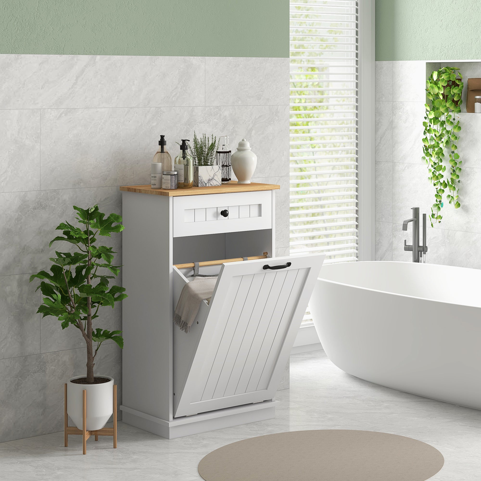 Móvel Auxiliar de Casa de Banho – 52x33x90 cm – Branco – MDF