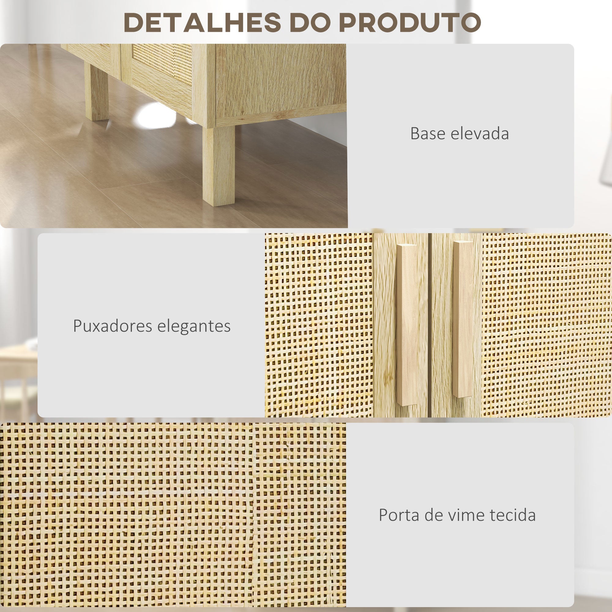 Aparador de Sala de Estar – 73x41x102 cm – Cor de Madeira Natural – Madeira Melamina