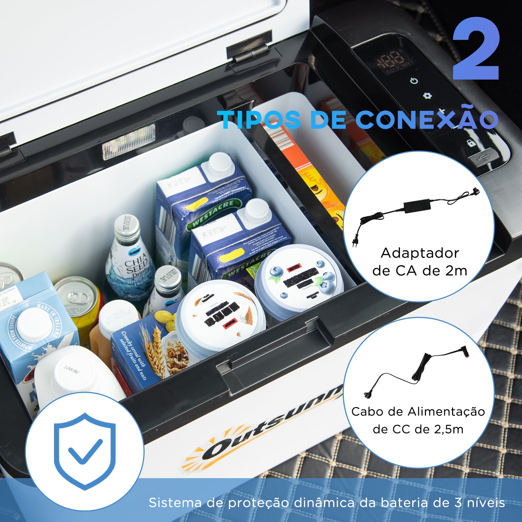 Mini Geleira Portátil - 25L Branco 58.5x33.5x35.2cm