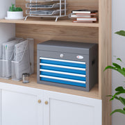 Caixa de Ferramentas Metálica com 4 Gavetas 45x24,5x32,5 cm - Azul e Prata