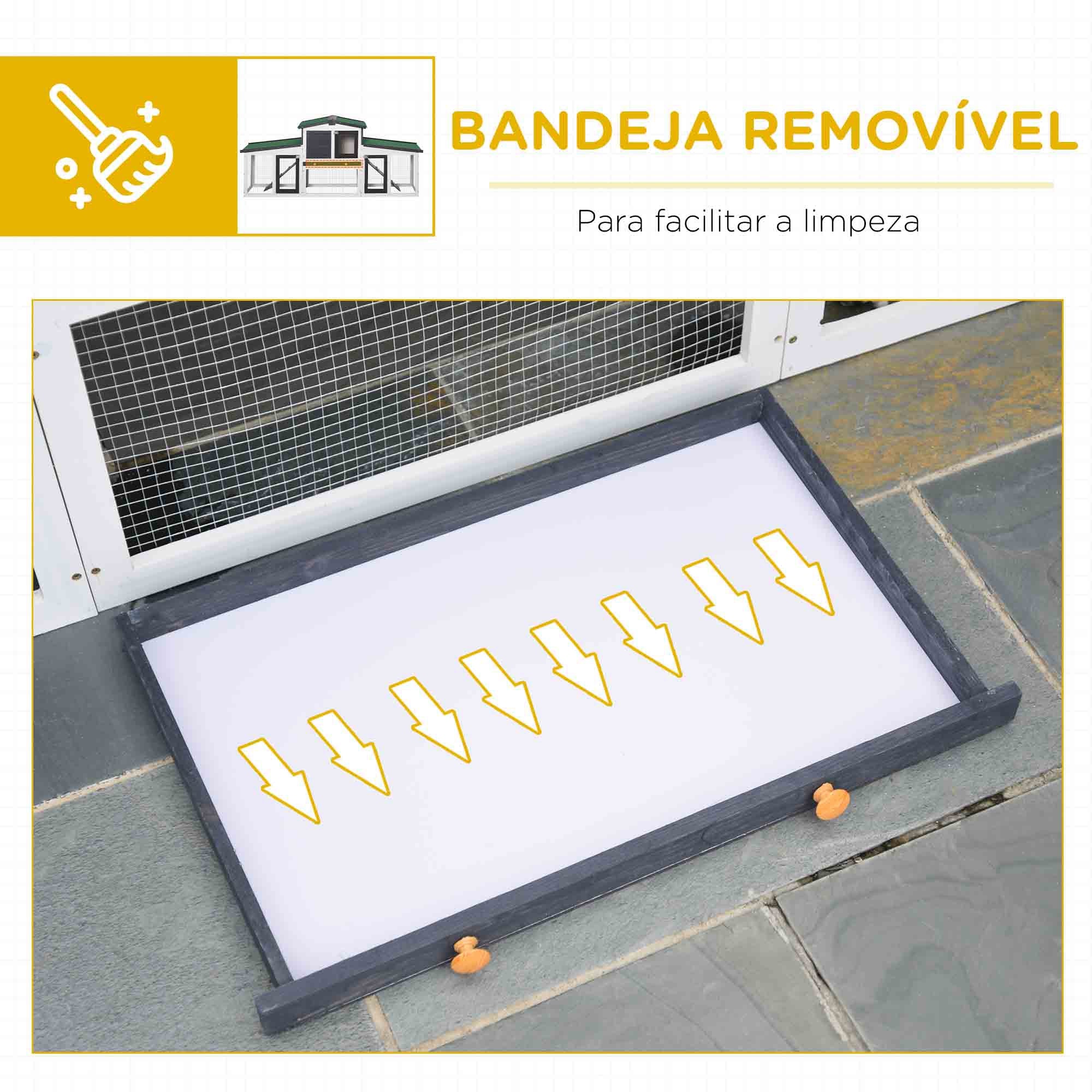 Gaiola de Madeira para Coelhos – 197x49x86 cm – Cinzento – Madeira de abeto