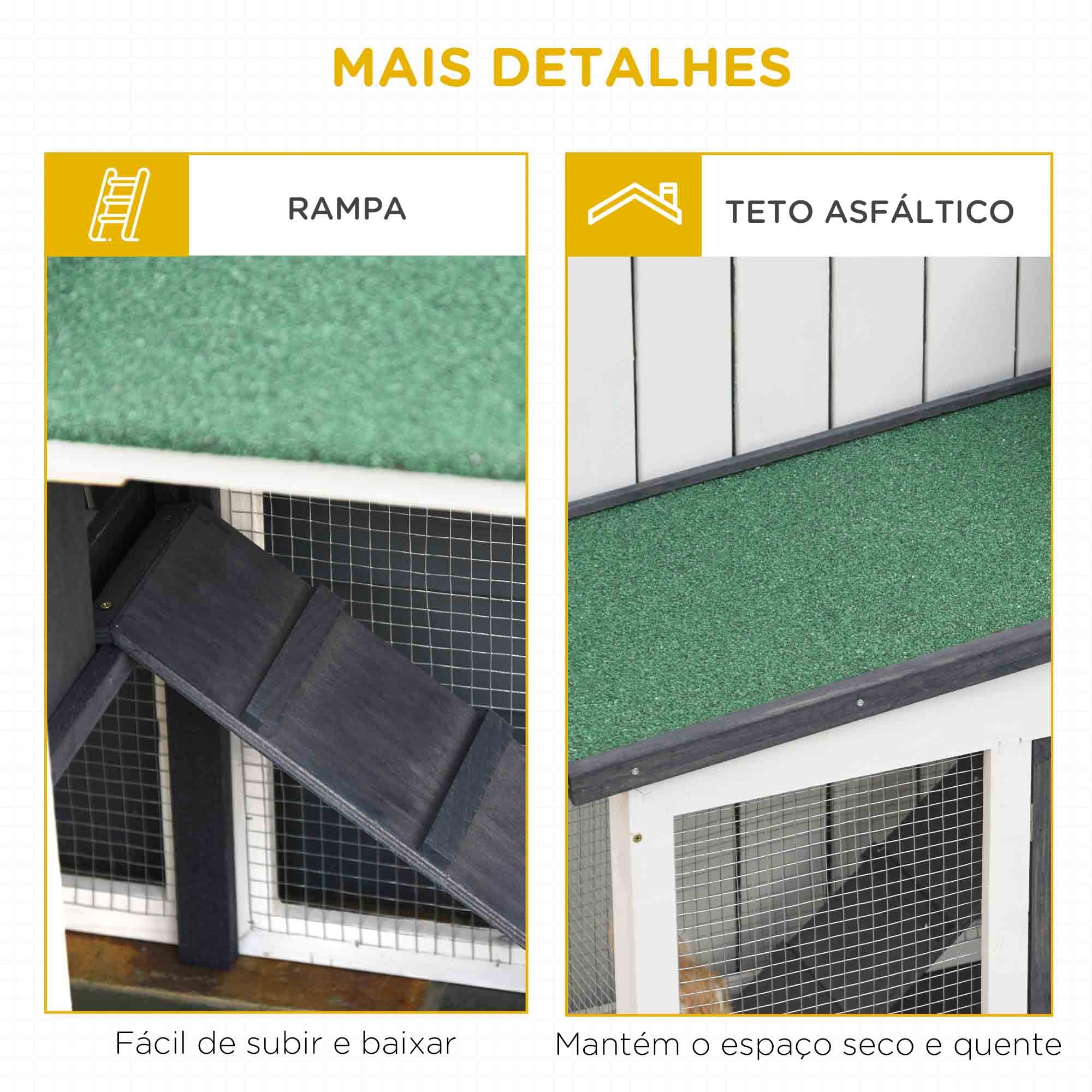 Gaiola de Madeira para Coelhos – 197x49x86 cm – Cinzento – Madeira de abeto