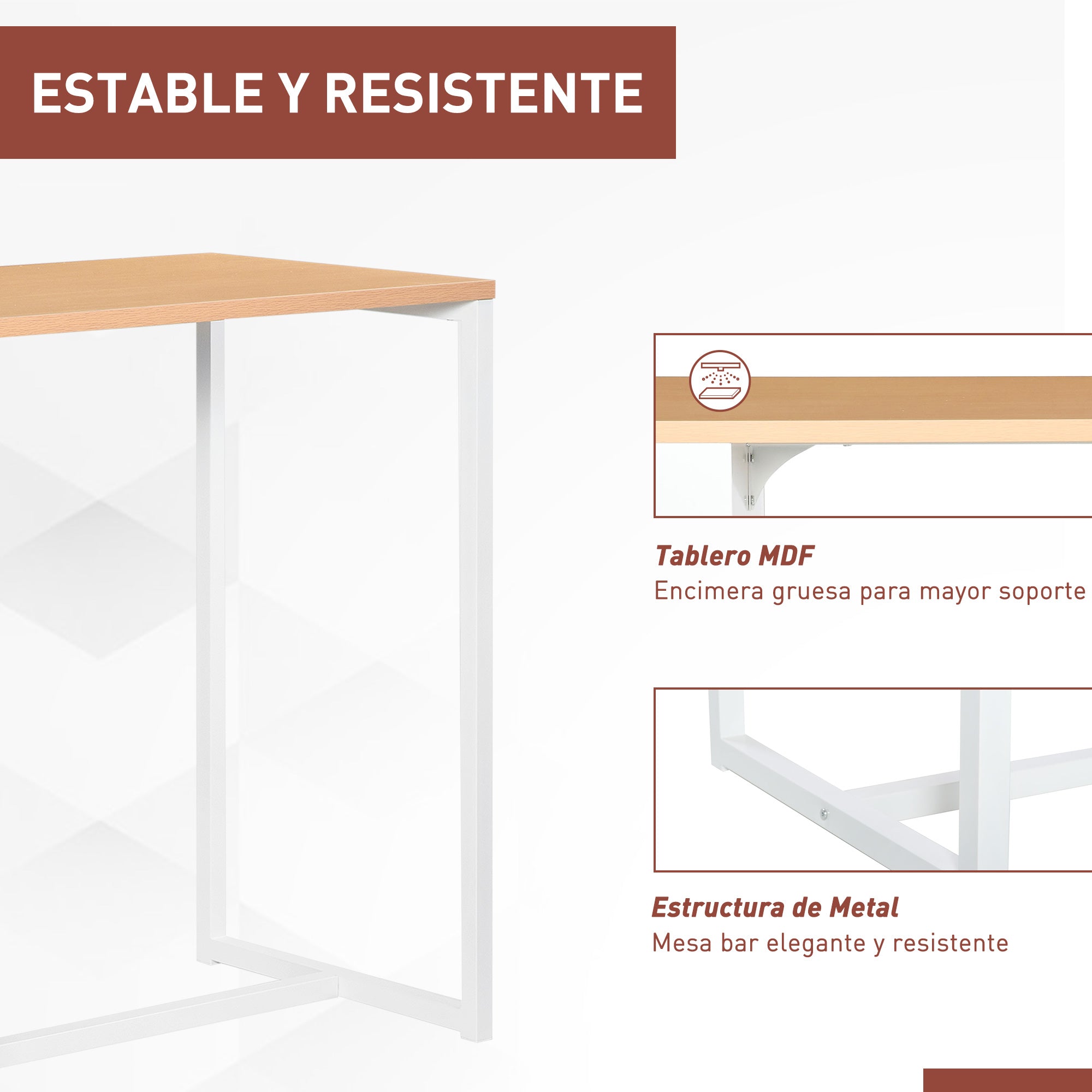 Mesa de Bar Bistrô 115x55x100 cm Branco e Cor de Madeira