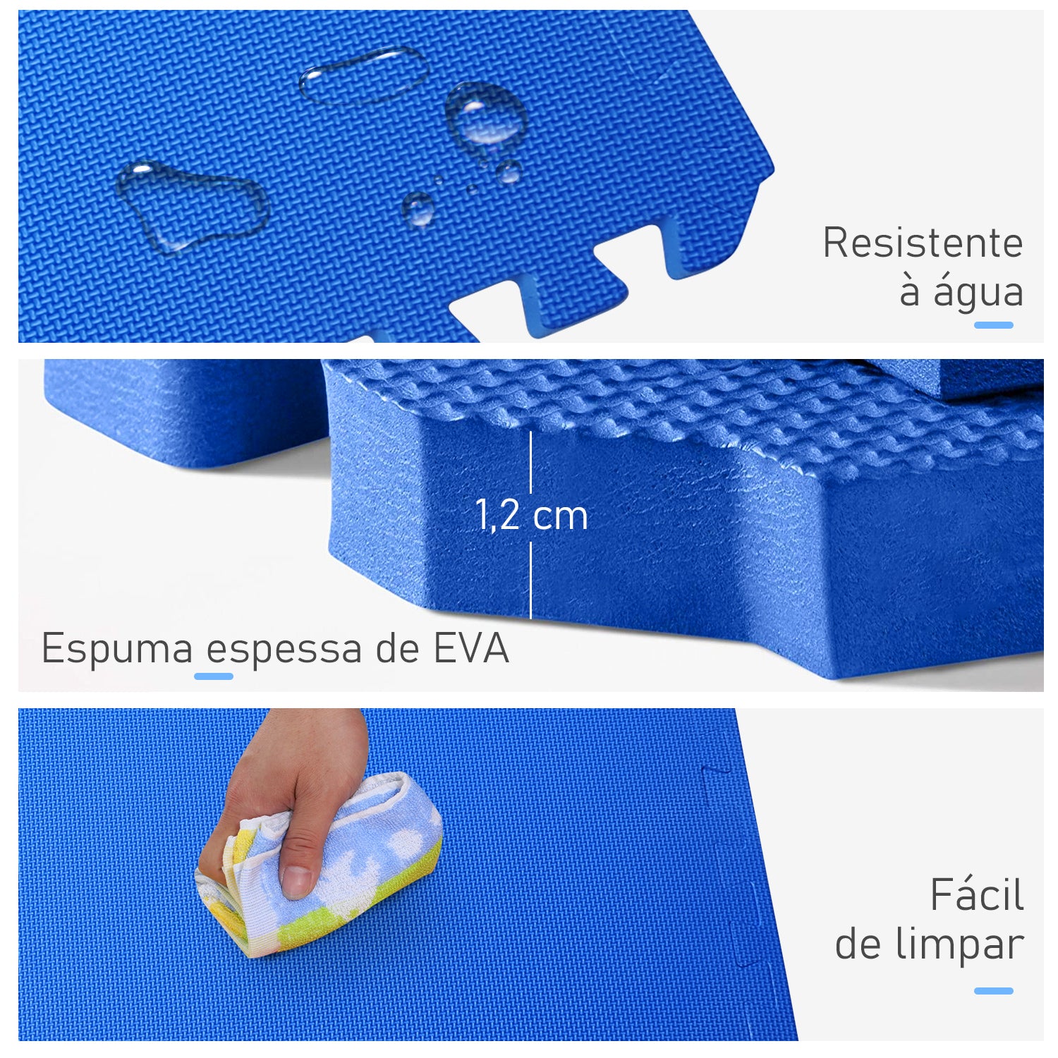 Tapete Puzzle para Crianças e Bebés - Azul - 2,88m²