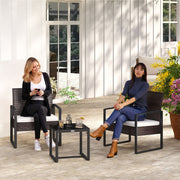 Conjunto de Móveis de Jardim de Vime 3 Peças – 63x57x76 cm – marrom