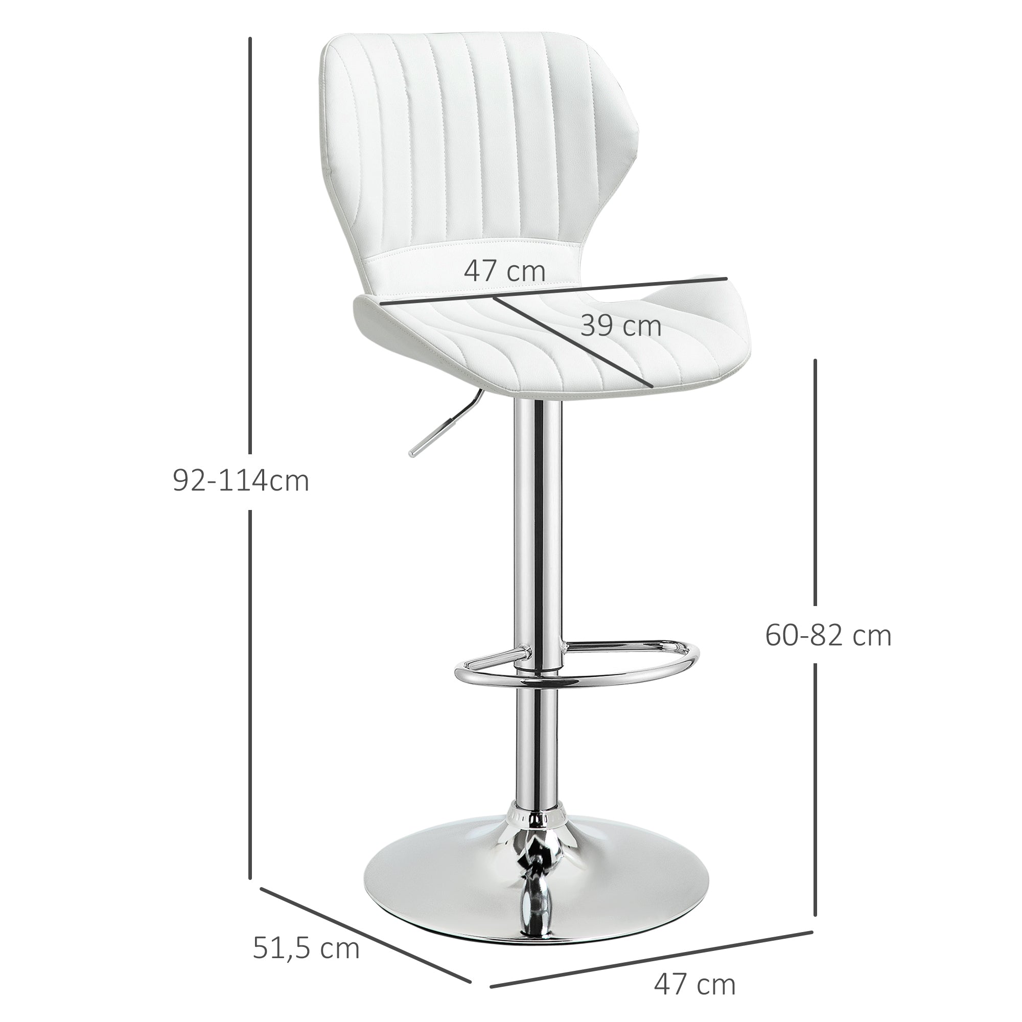 Bancos de Bar Altura Ajustável 91,5-113,5cm Branco