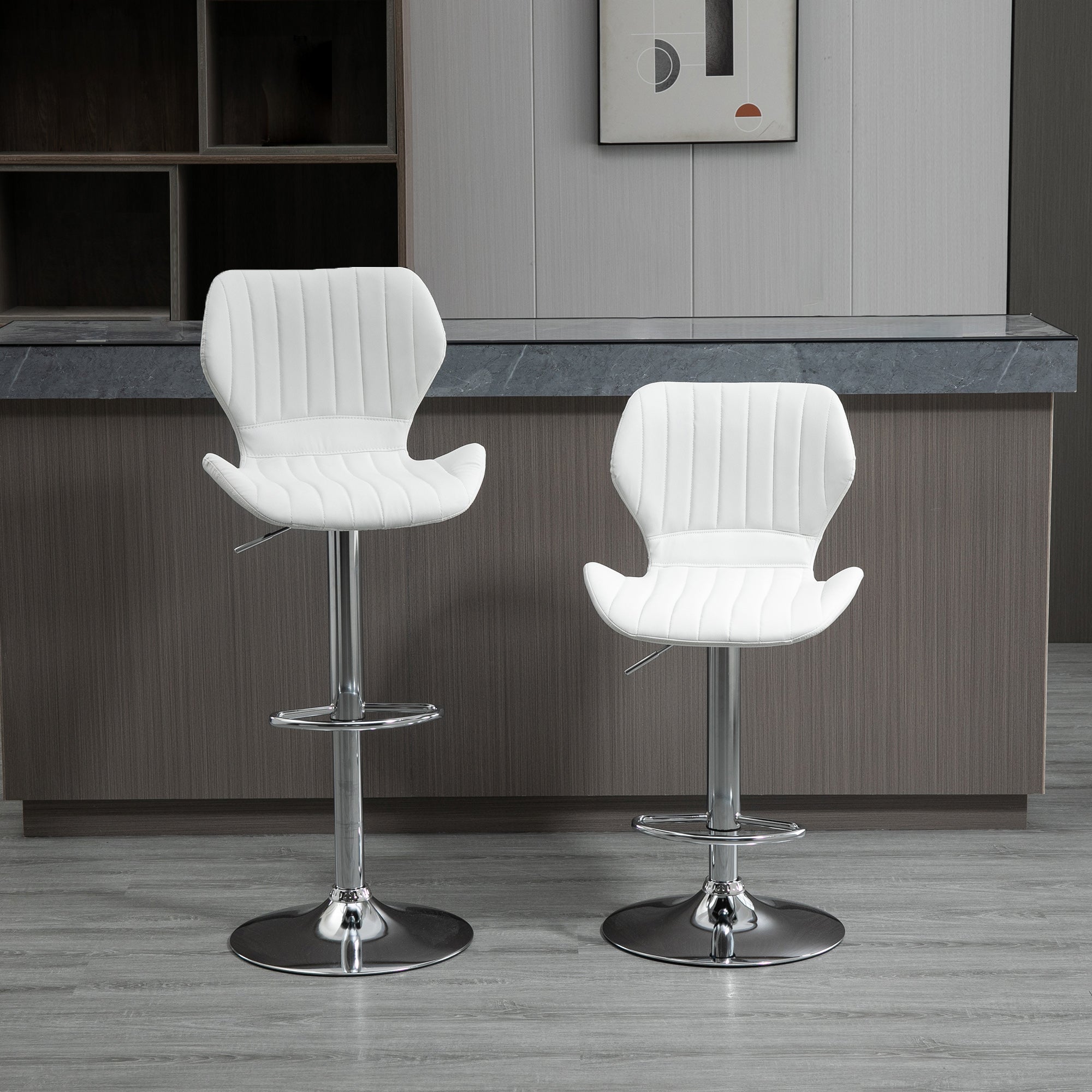 Bancos de Bar Altura Ajustável 91,5-113,5cm Branco