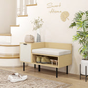 Banco Sapateira de Entrada com Almofada 80x35x47 cm - Madeira e Cinza