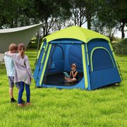 Tenda de Campismo para 2-3 Pessoas 280x240x155 cm - Azul e Verde