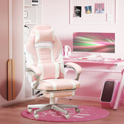 Cadeira de Escritório Reclinável – 63x63x115,5-123 cm – Rosa – Couro sintético