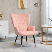 Poltrona Estofada – 68x72x103cm – Cor-de-Rosa – Veludo