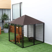 Parque para Animais de Estimação – 141x141x153 cm – Preto – Metal e Poliéster