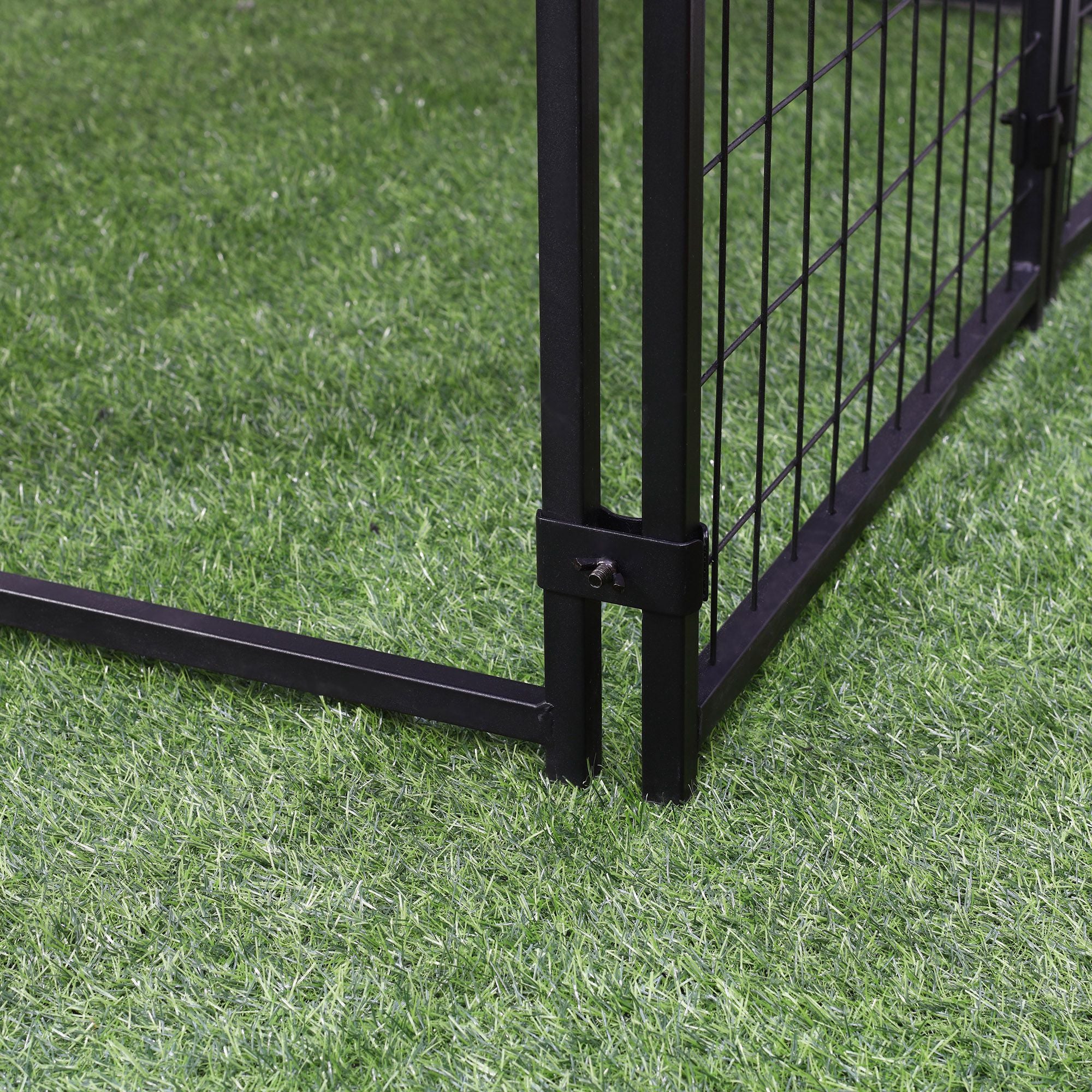 Parque para Animais de Estimação – 141x141x153 cm – Preto – Metal e Poliéster