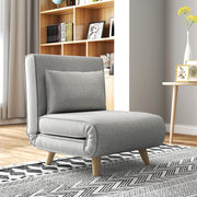 Poltrona Cama Individual Dobrável – 72x78x79 cm – Cinzenta – Tecido de linho sintético