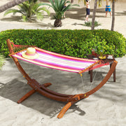 Cama Rede com Suporte de Madeira 325x118x120cm - Madeira e Multicor