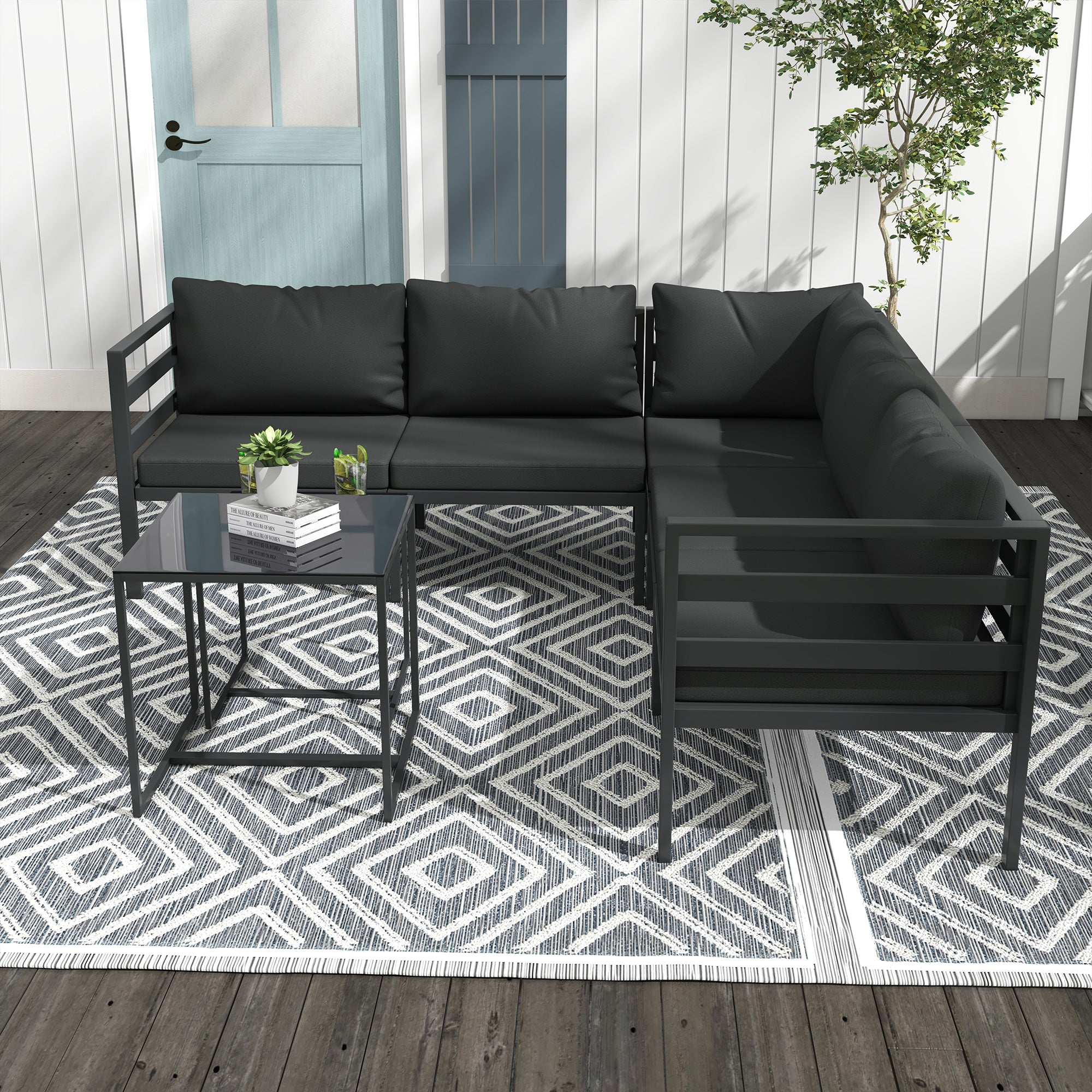 Conjunto de Sofá de Jardim 7 Peças Cinza Escuro 67x67x64 cm