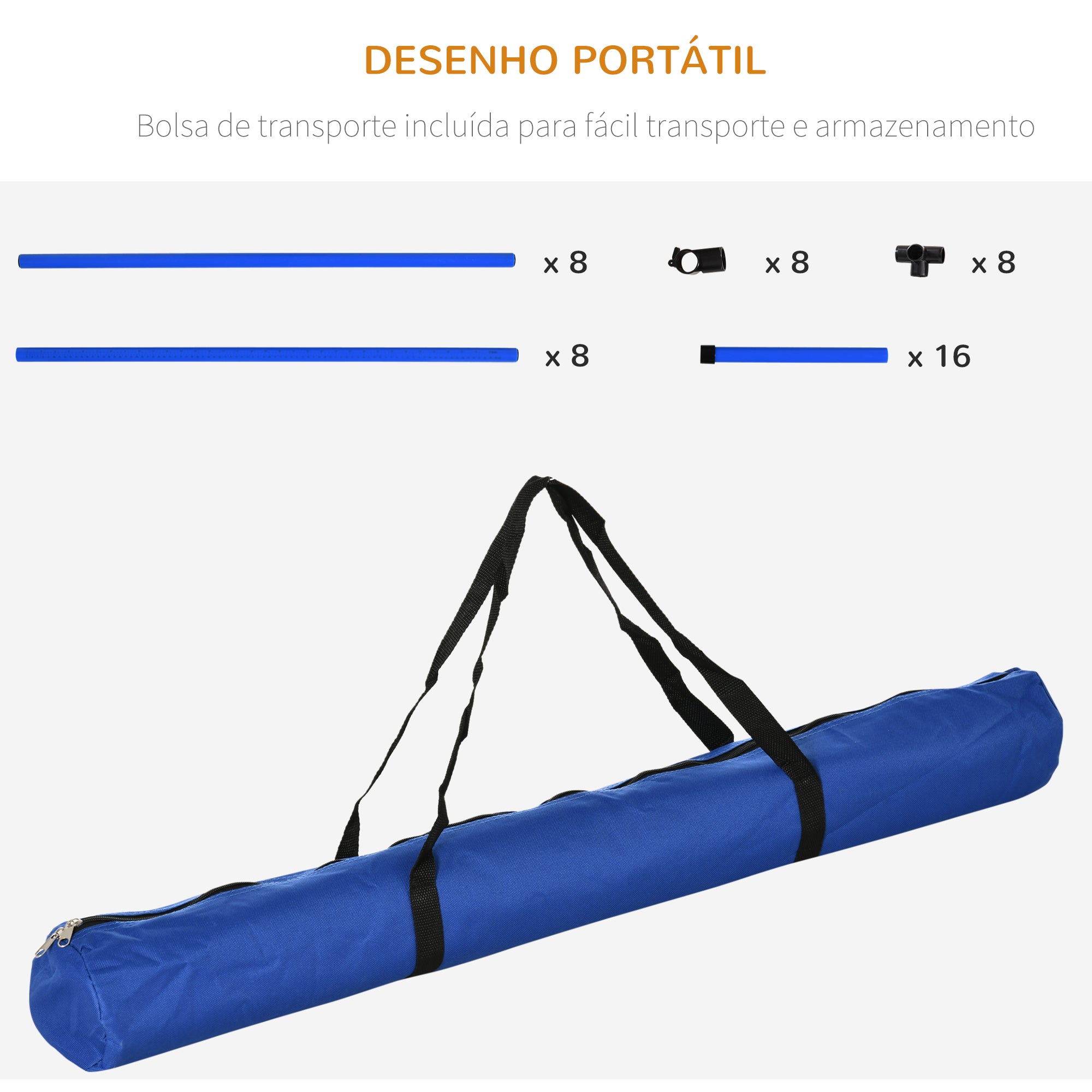Conjunto de Obstáculos de Treinamento para Cães – 99x65x94 cm – Azul – PE, PVC e ABS