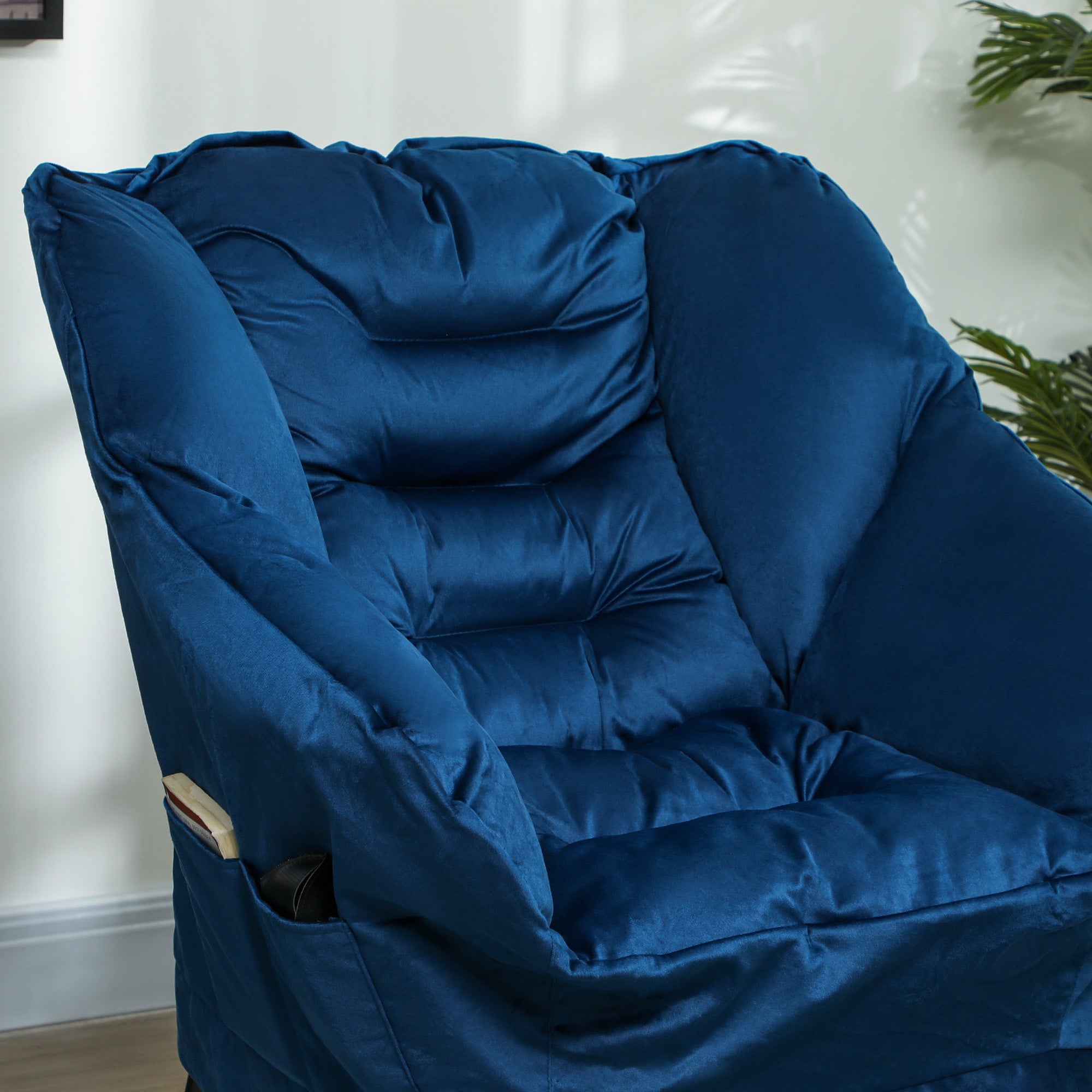 Poltrona Sala de Estar com Apoio para os Pés 80x78x100 cm Azul Escuro