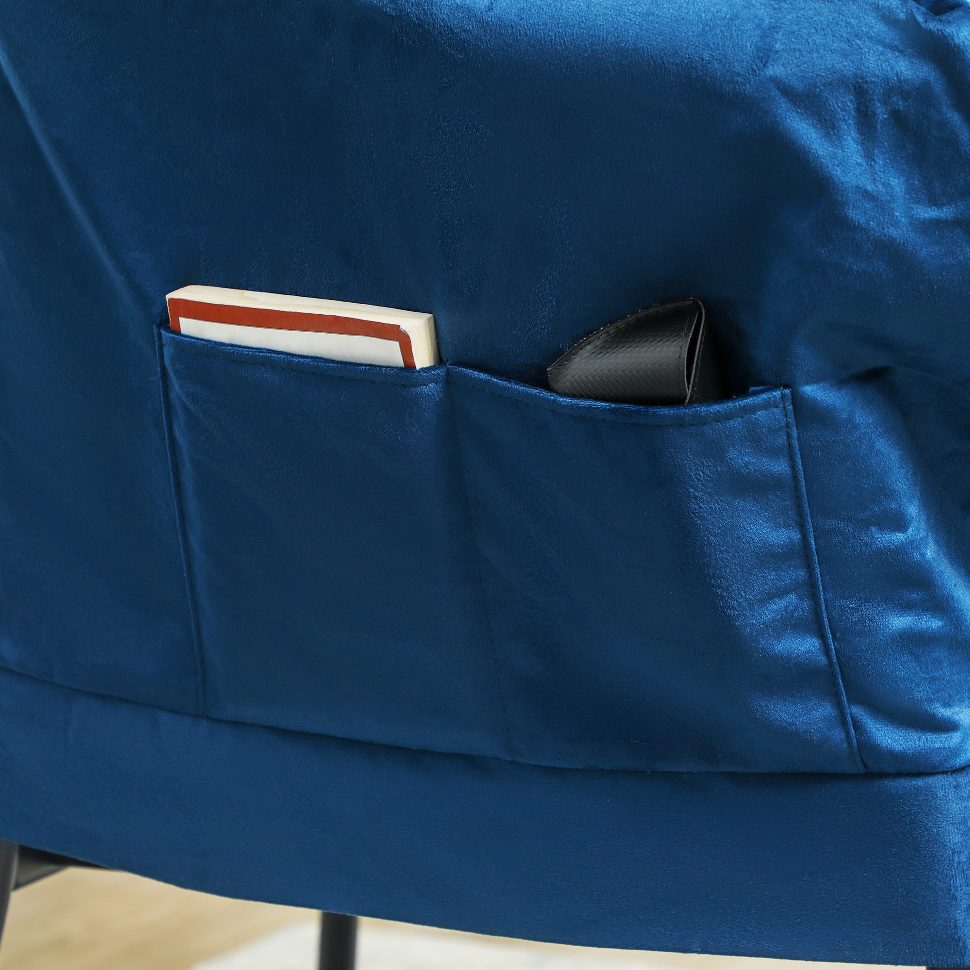 Poltrona Sala de Estar com Apoio para os Pés 80x78x100 cm Azul Escuro