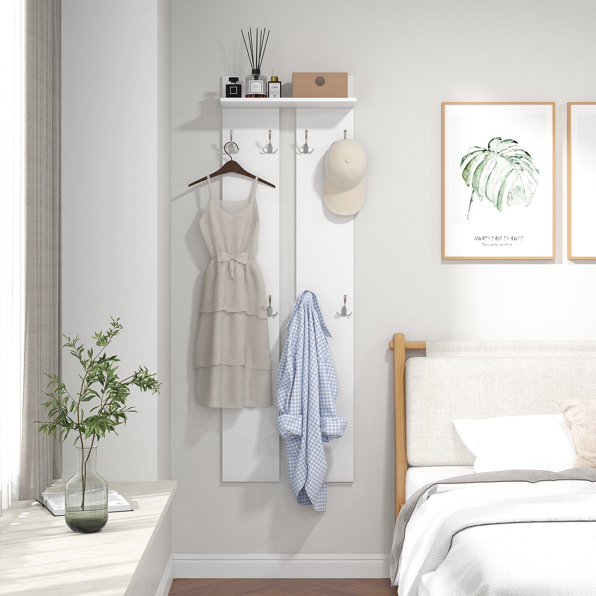 Móvel Cabide de Entrada Moderno – 55x21,3x170 cm – Branco – Melamina