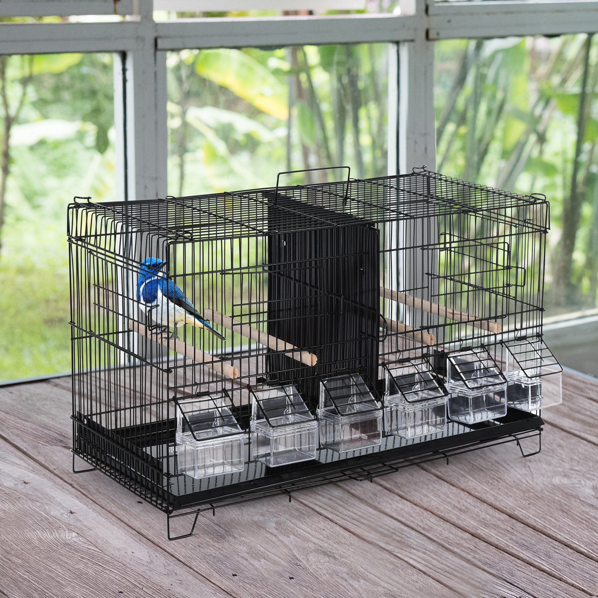 Gaiola para Pássaros com Divisória 59,5x26,5x39,5 cm - Cor Preto