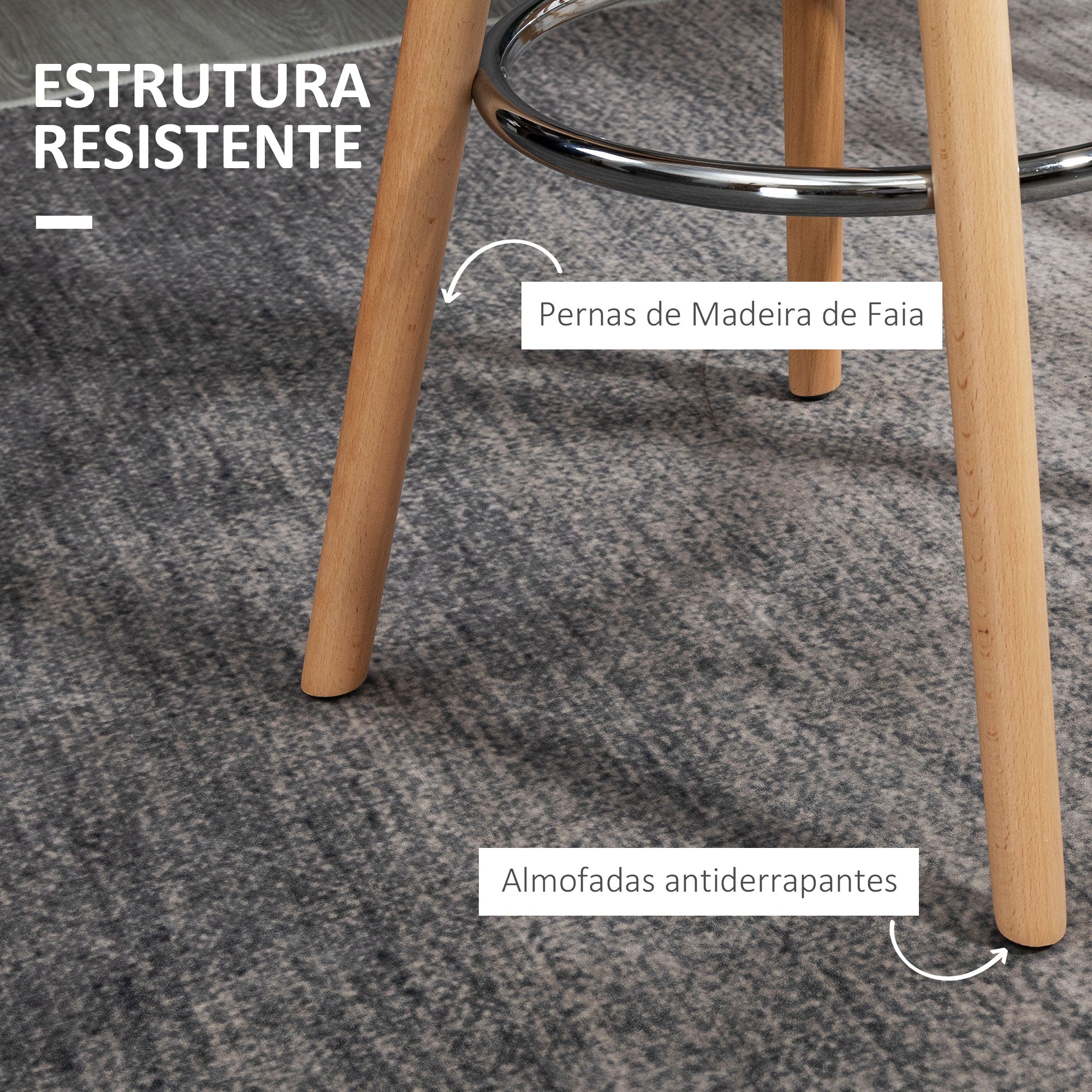Bancos de Bar Estofados em PU – 38,5x42,5x91cm – Branco