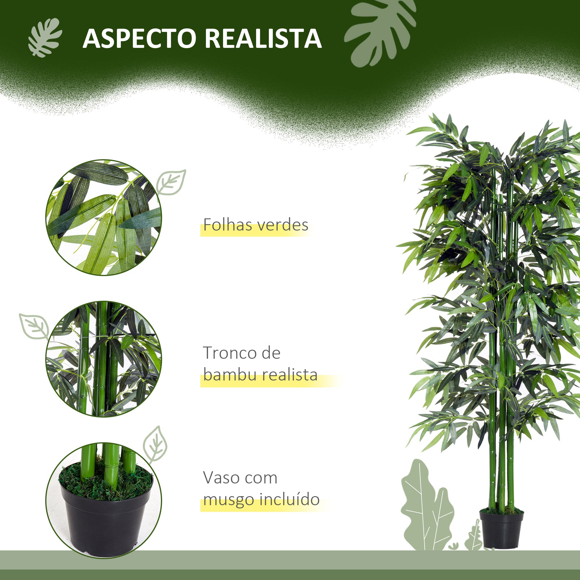 Planta Artificial Bambú Verde 180cm Ø20x180cm