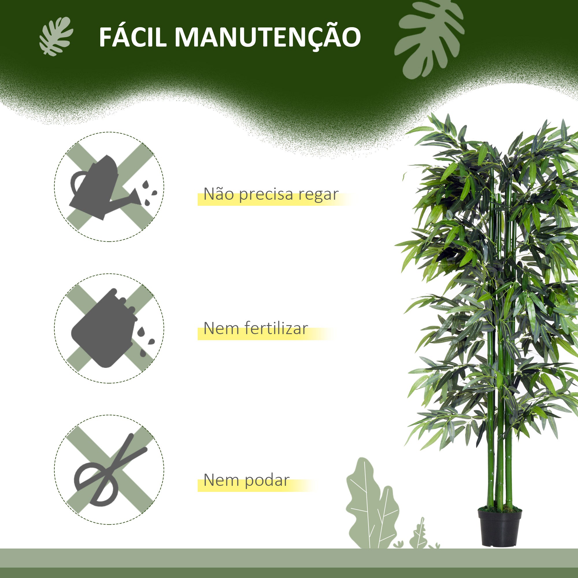 Planta Artificial Bambú Verde 180cm Ø20x180cm