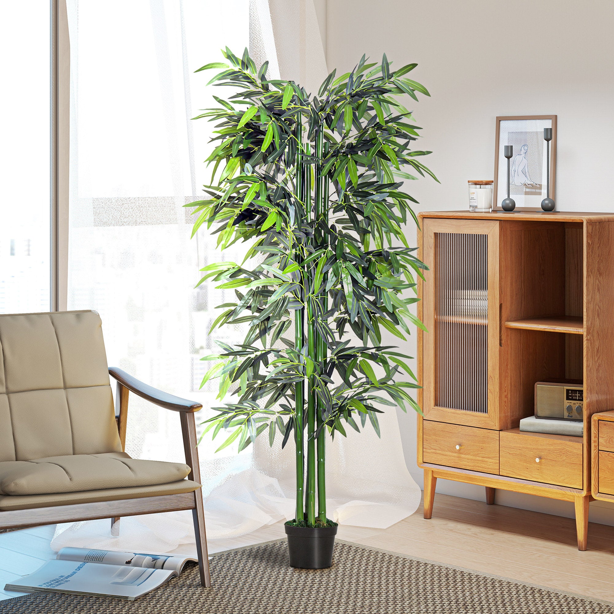 Planta Artificial Bambú Verde 180cm Ø20x180cm