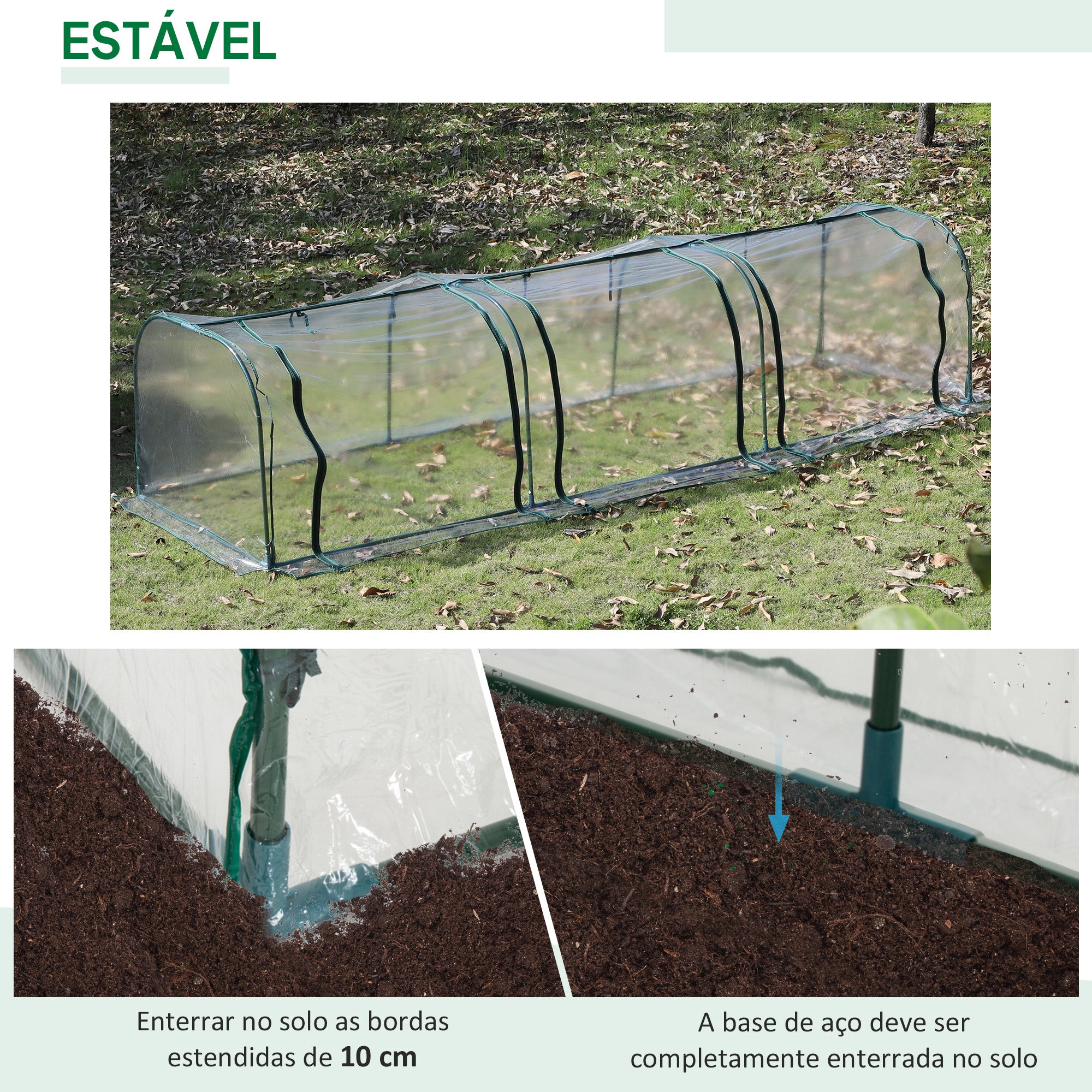 Estufa 350x100x80 cm Transparente para Jardim - Cultivo de Plantas