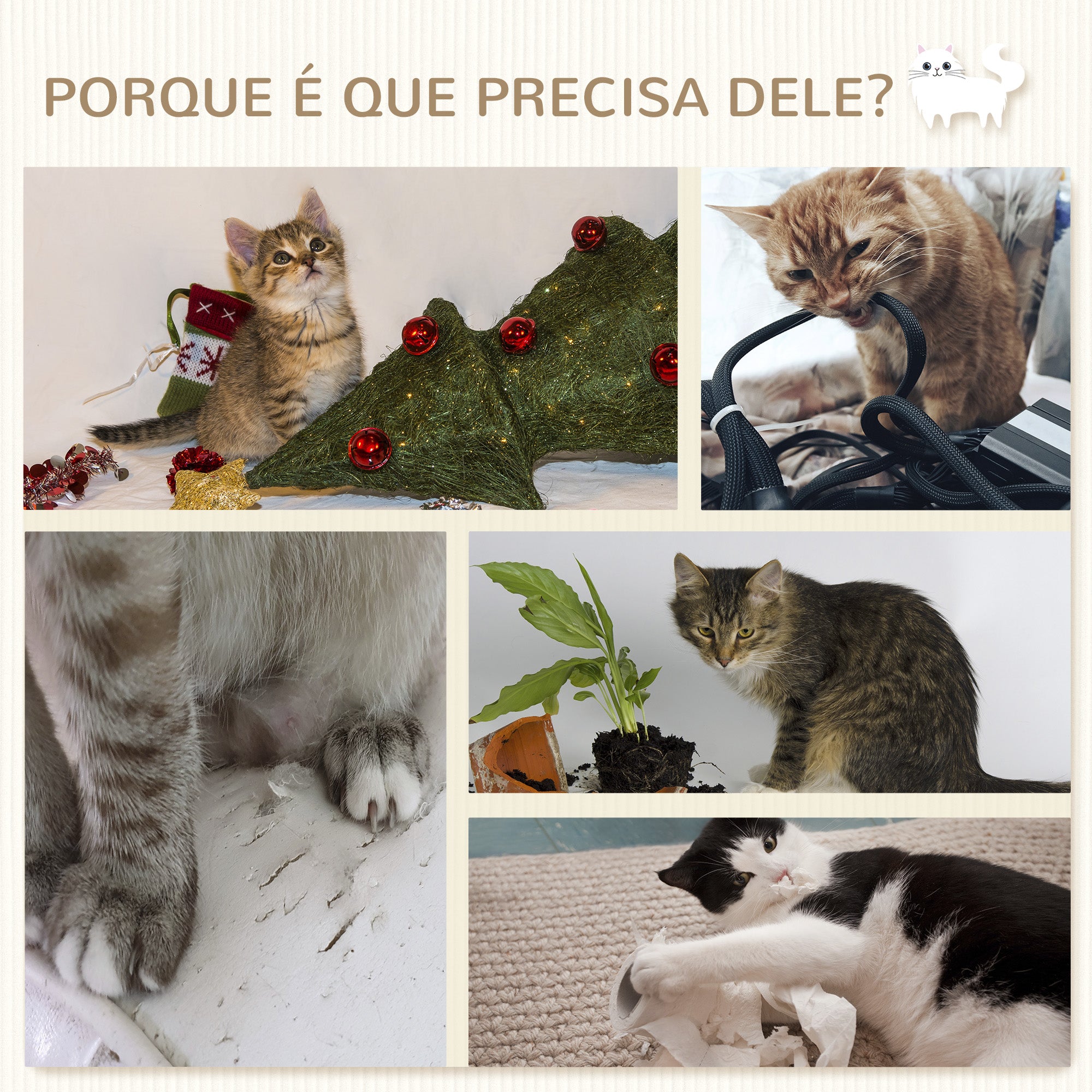 Conjunto de Prateleiras de Parede para Gatos - 40x28x73 cm - Cinza