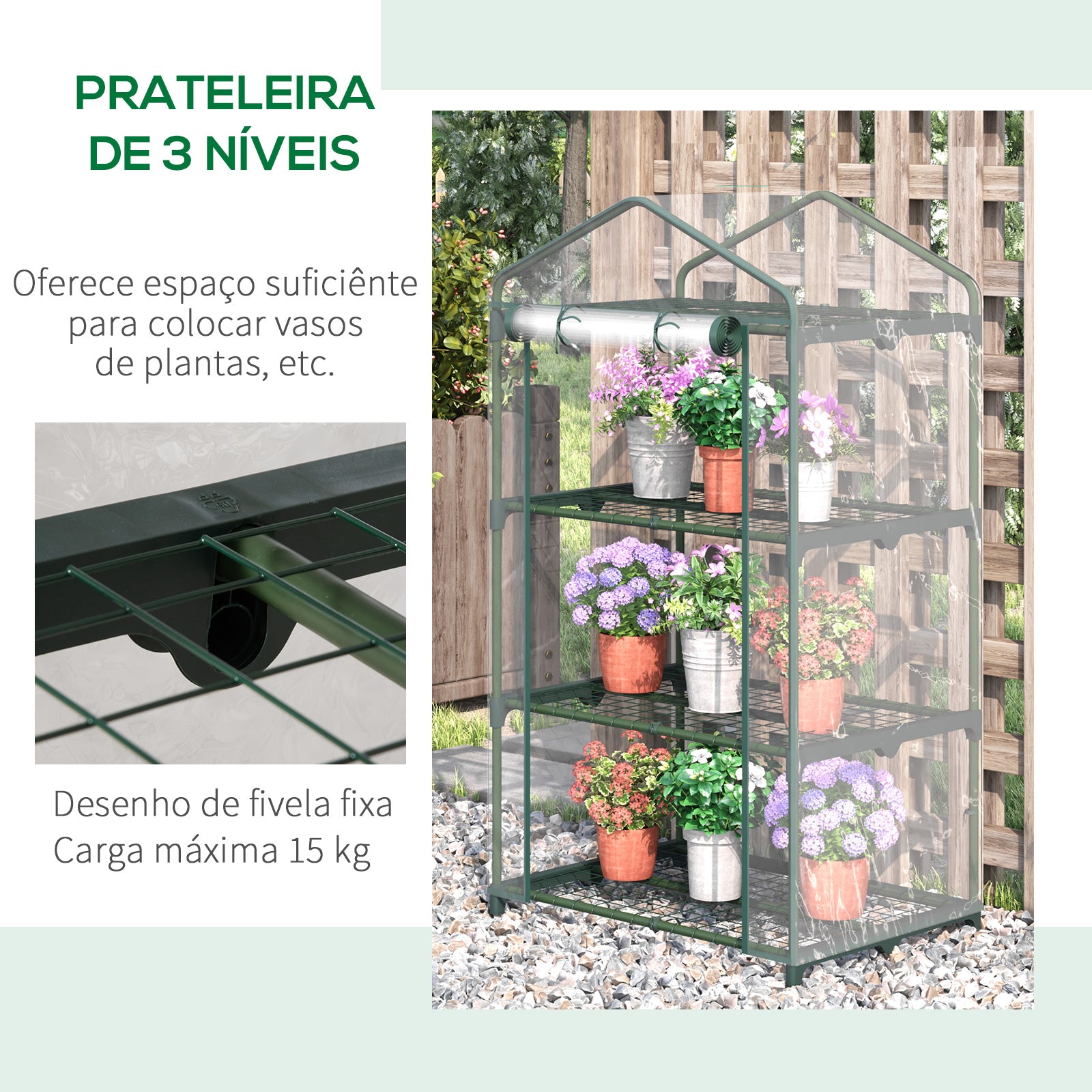 Estufa de Jardim – 69x49x125 cm – Transparente – Metal e PVC