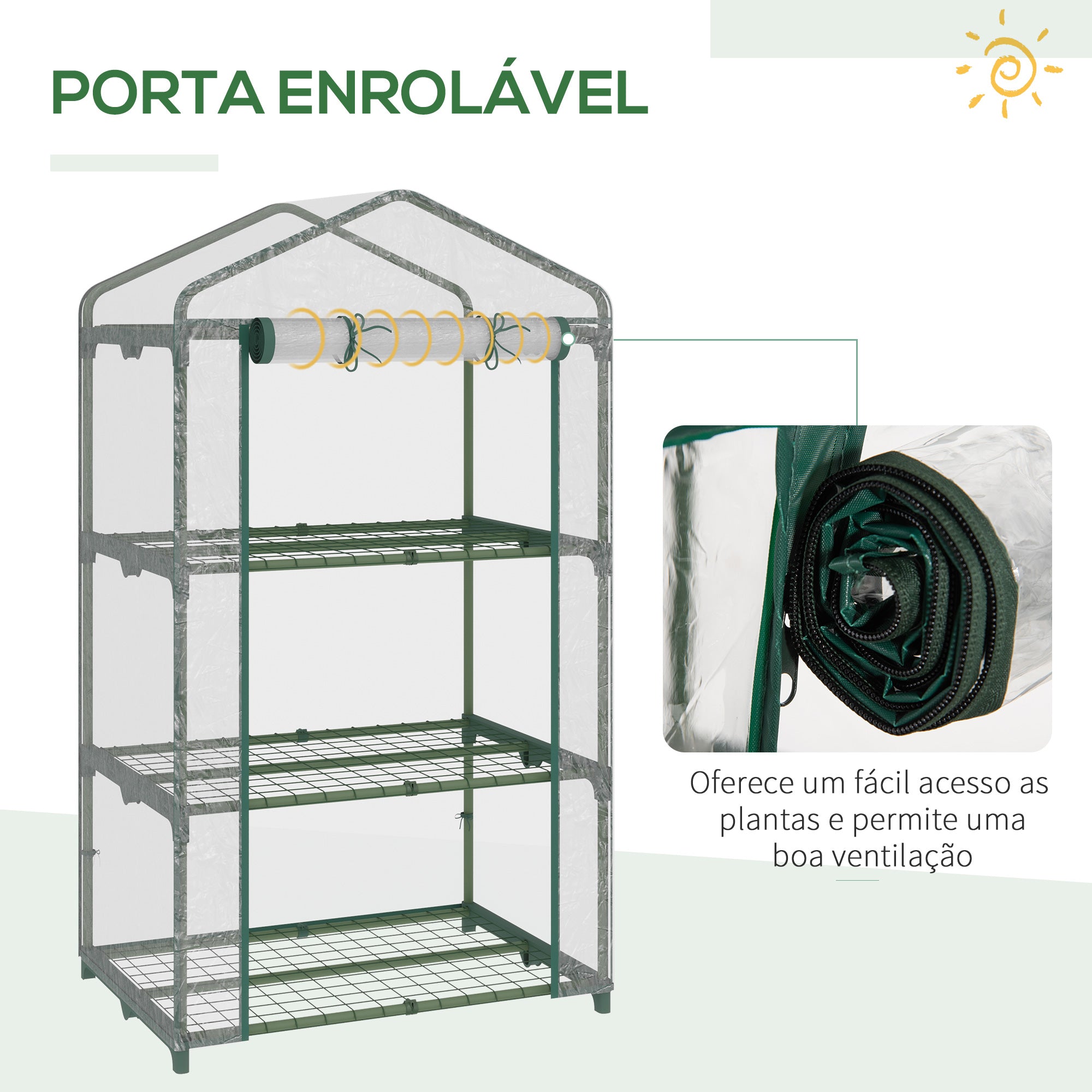Estufa de Jardim – 69x49x125 cm – Transparente – Metal e PVC