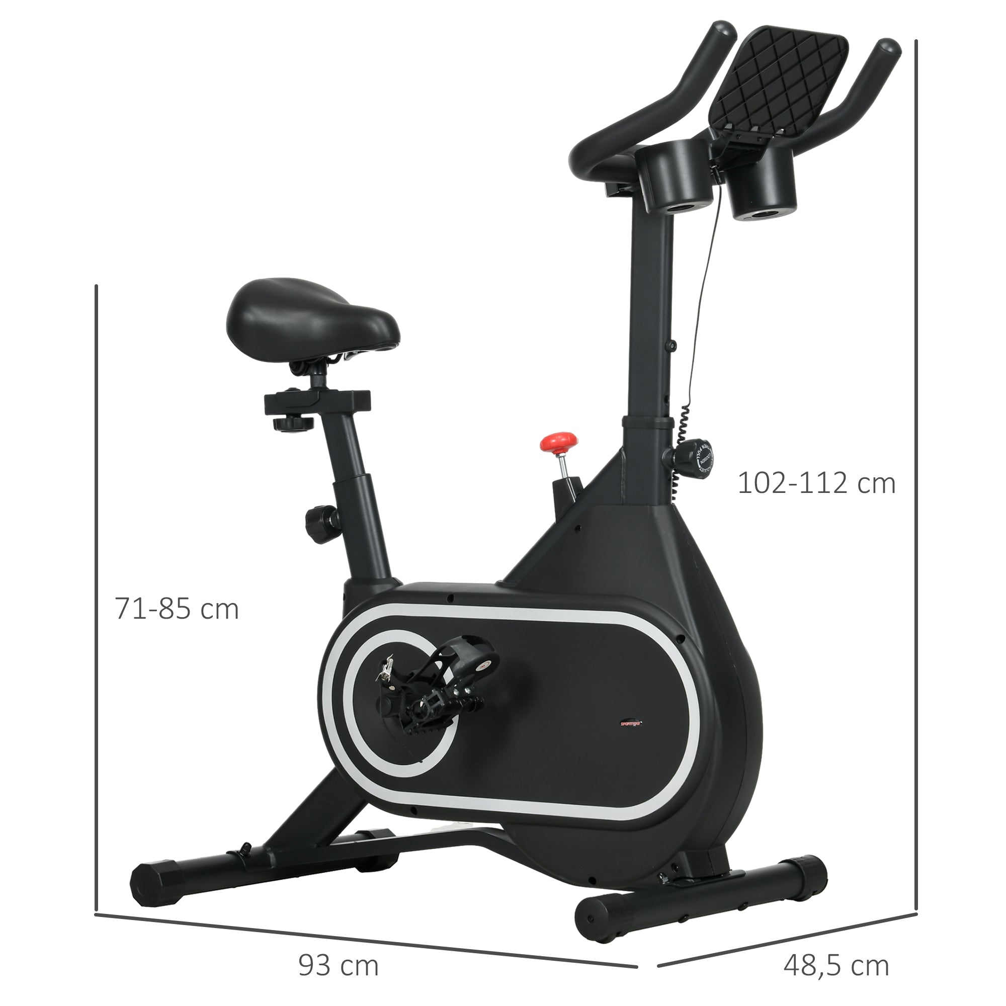 Bicicleta Estática com Ecrã LCD Ajustável 93x48,5x102-112 cm Preto