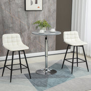 Bancos de Bar Acolchoados – 45x47x84 cm – Cor Creme Branco – Poliéster e metal