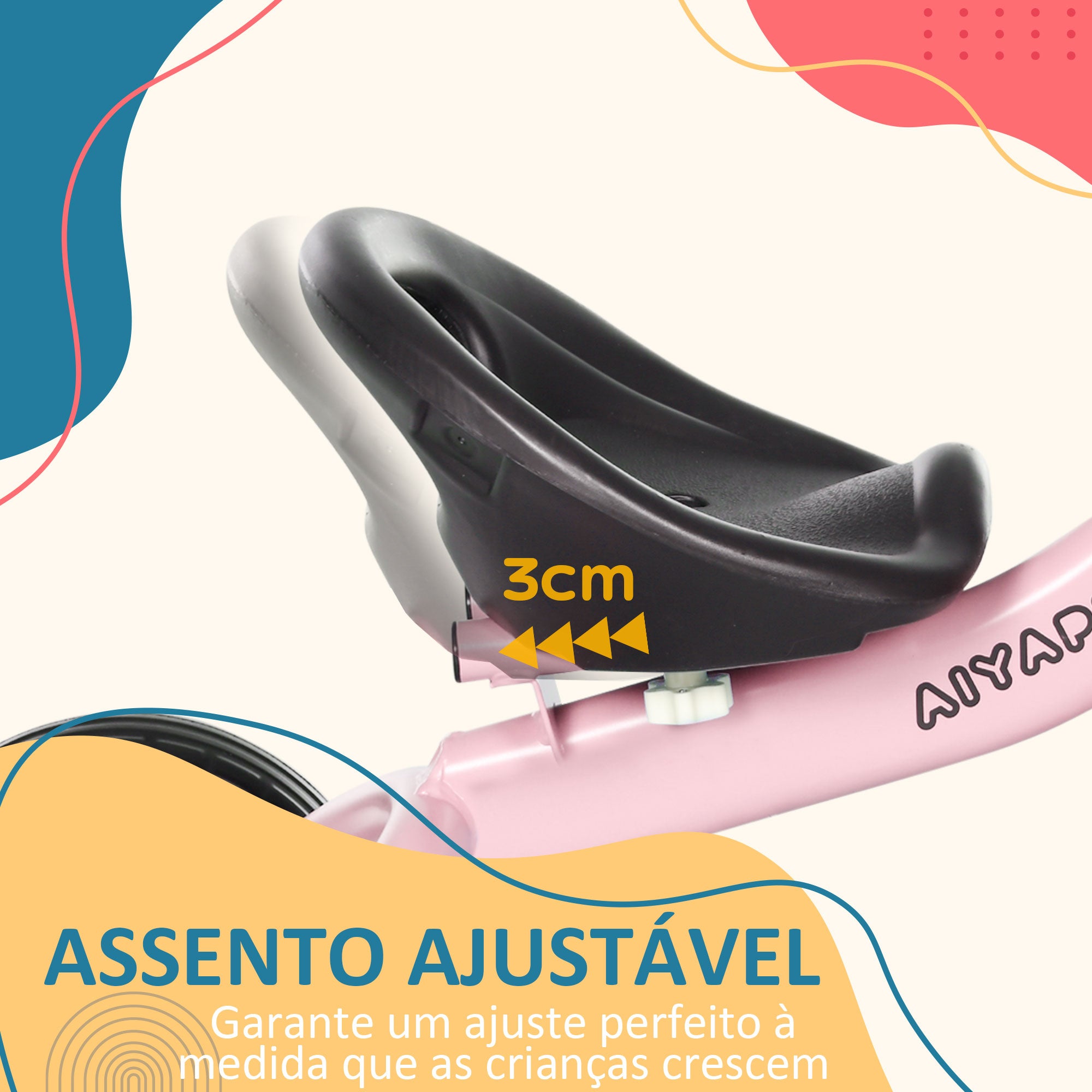 Triciclo Infantil – 70,5x53x58 cm – Rosa – Metal e Plásticos