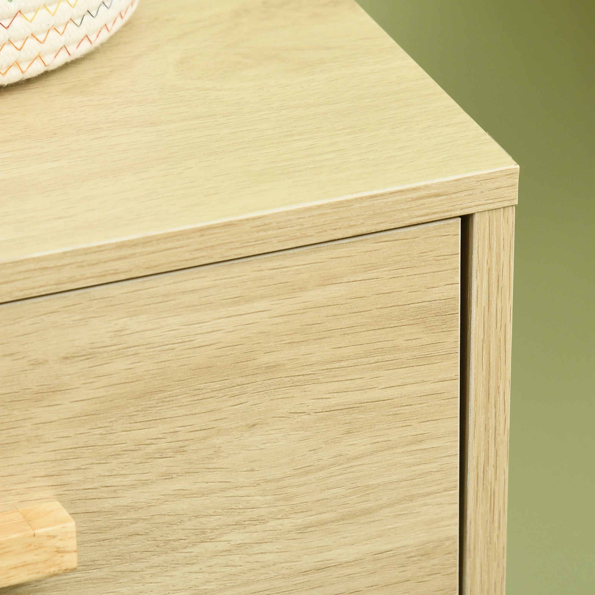 Aparador – 80x38x80.5 cm – Cor de Madeira Natural – Melamina de madeira, vime e madeira de pinho