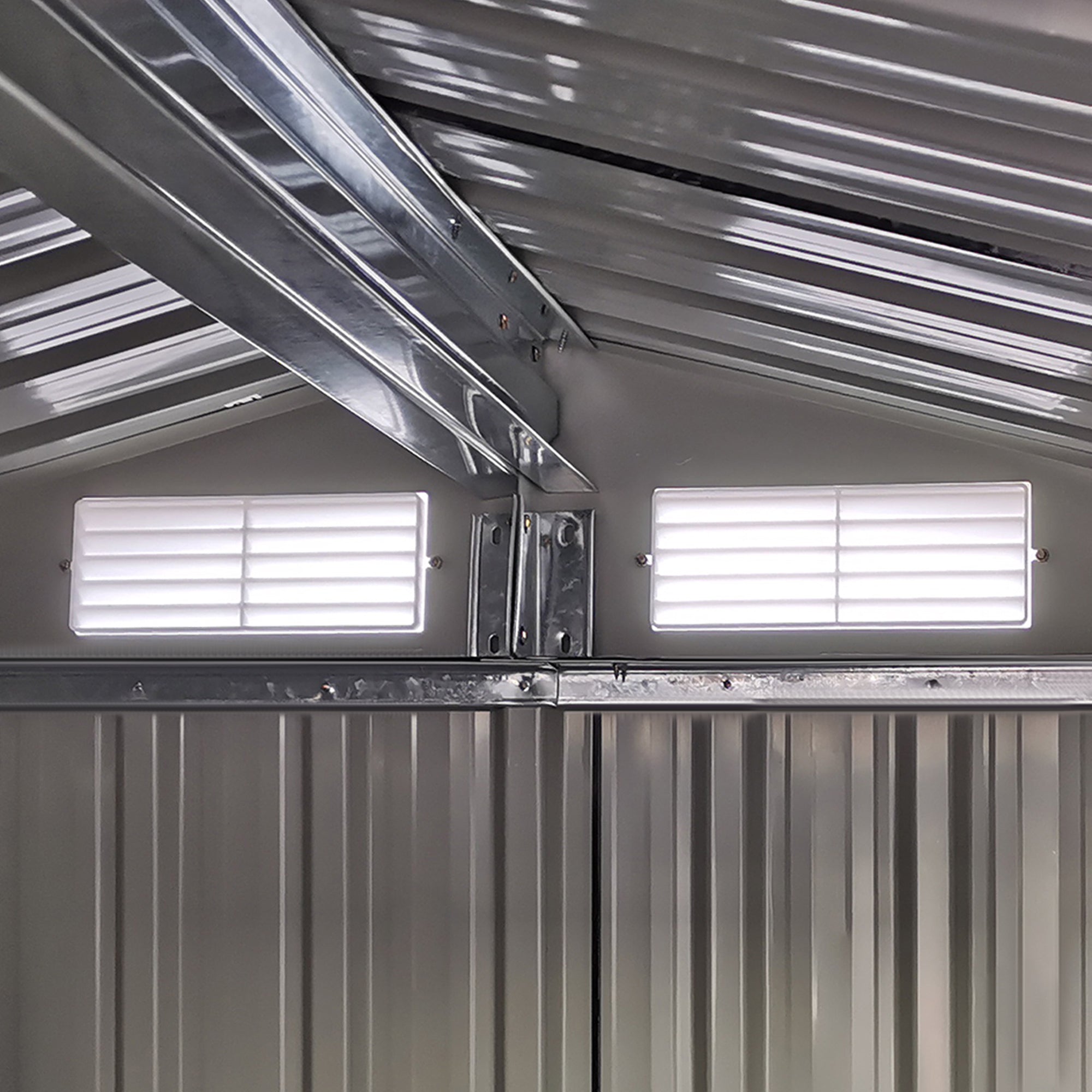 Abrigo de Jardim de 152x132x188cm em Aço Galvanizado com Porta Deslizante - Cinzento