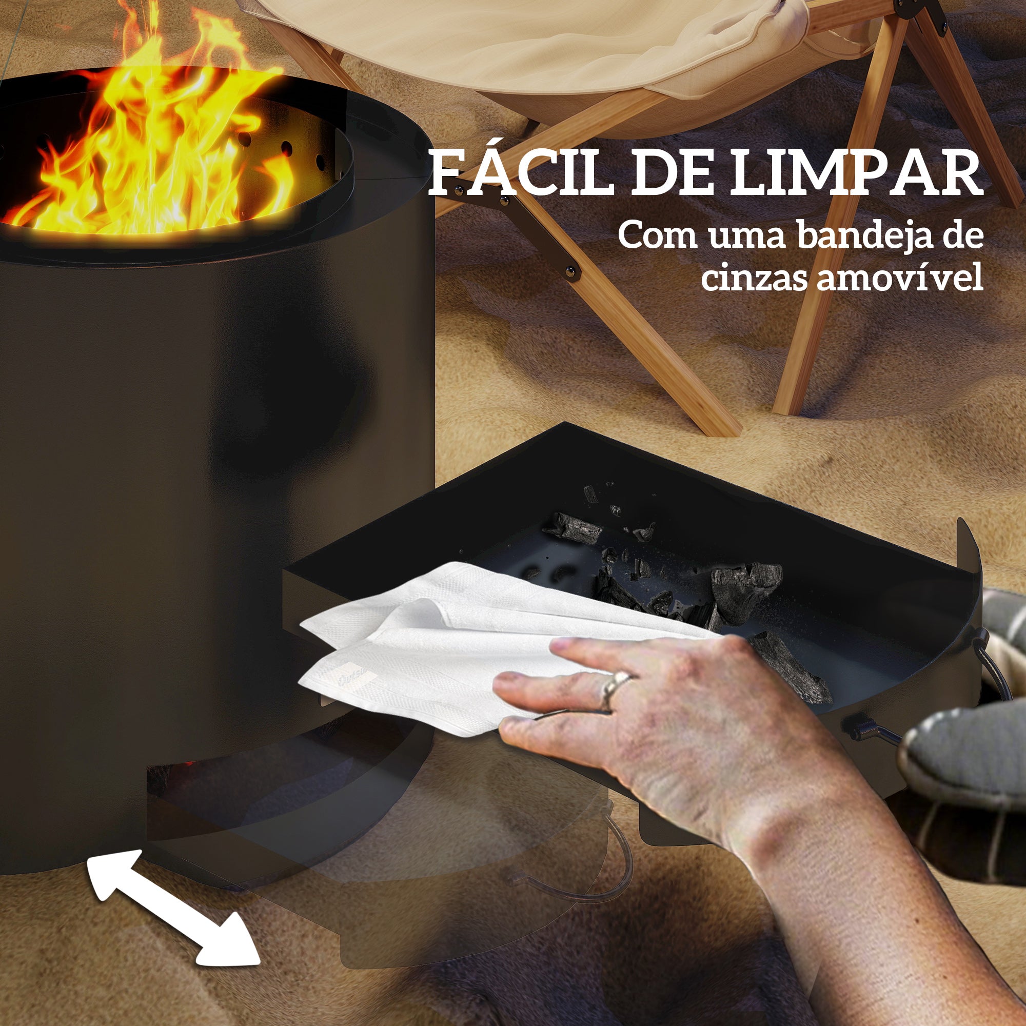 Braseiro Exterior Redondo Ø45x42 cm - Cor Preto