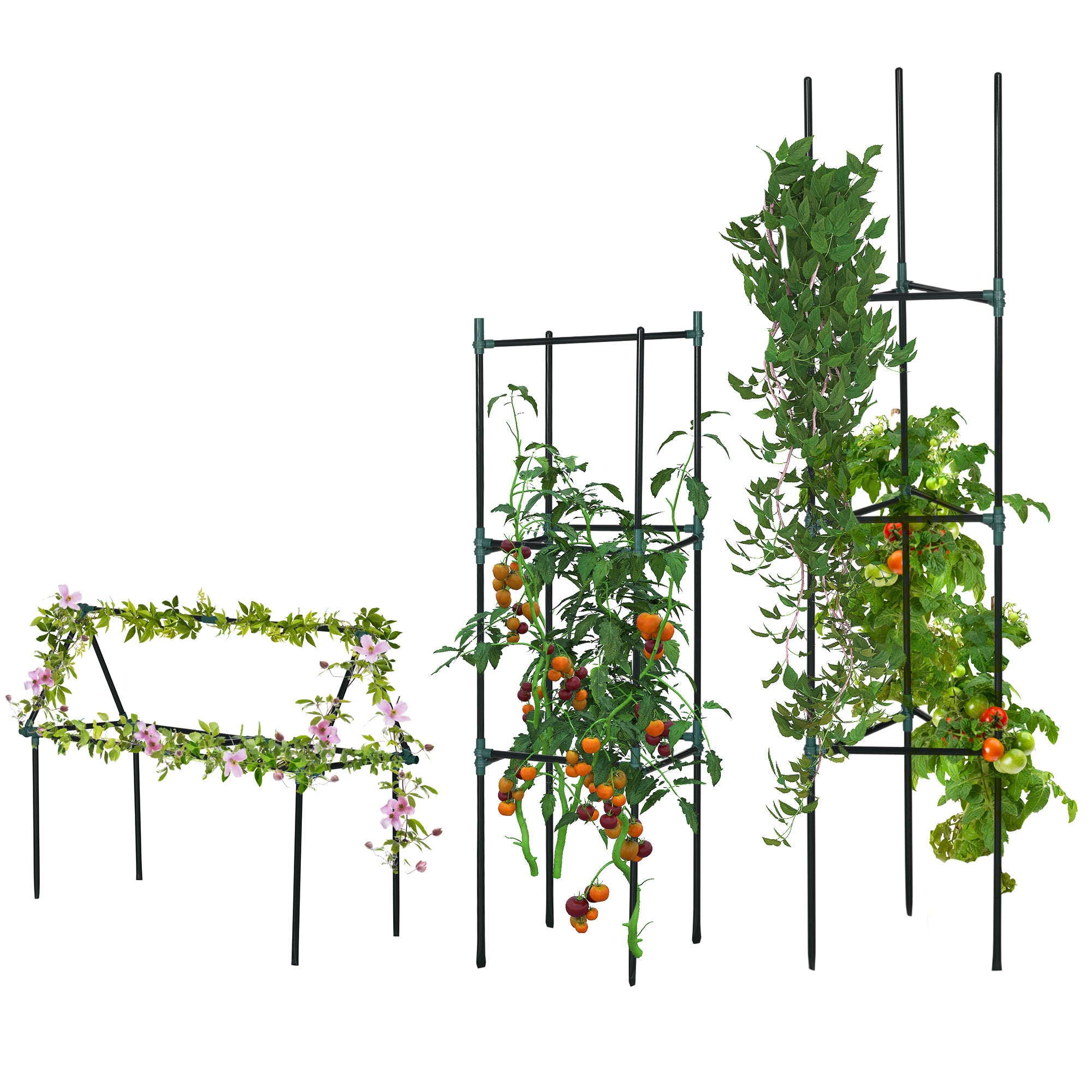 Suportes para Plantas Trepadeiras – 38x38x182 cm – Verde Escuro – Aço