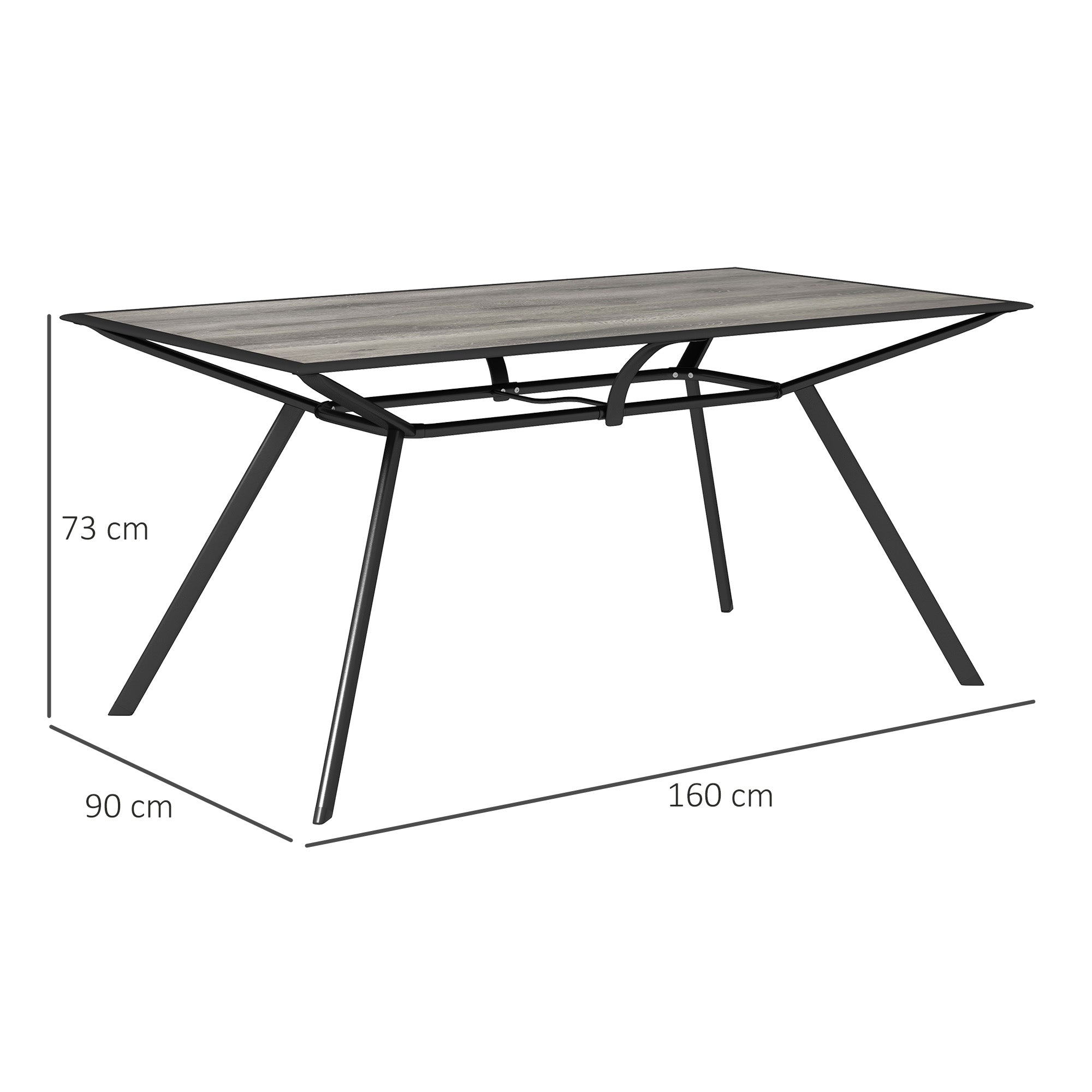 Mesa de Jardim Cinza 160x90x73 cm - Mesa de Refeição Exterior com Bancada Imitação Madeira
