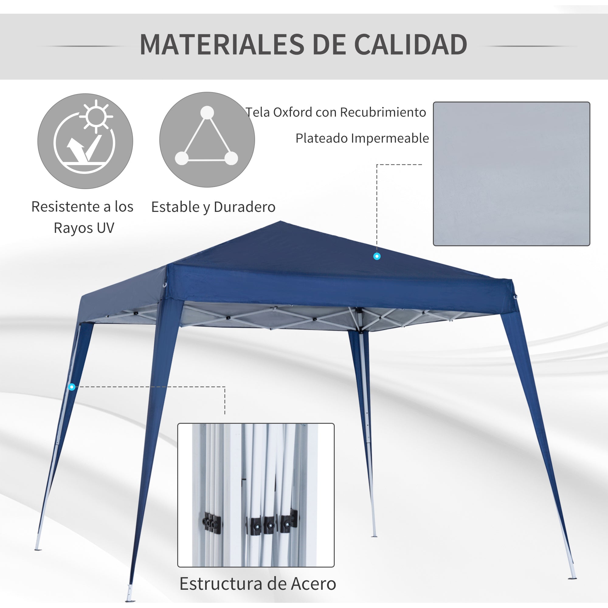 Tenda Dobrável 297x297x250 cm em Aço e Oxford - Cor Azul