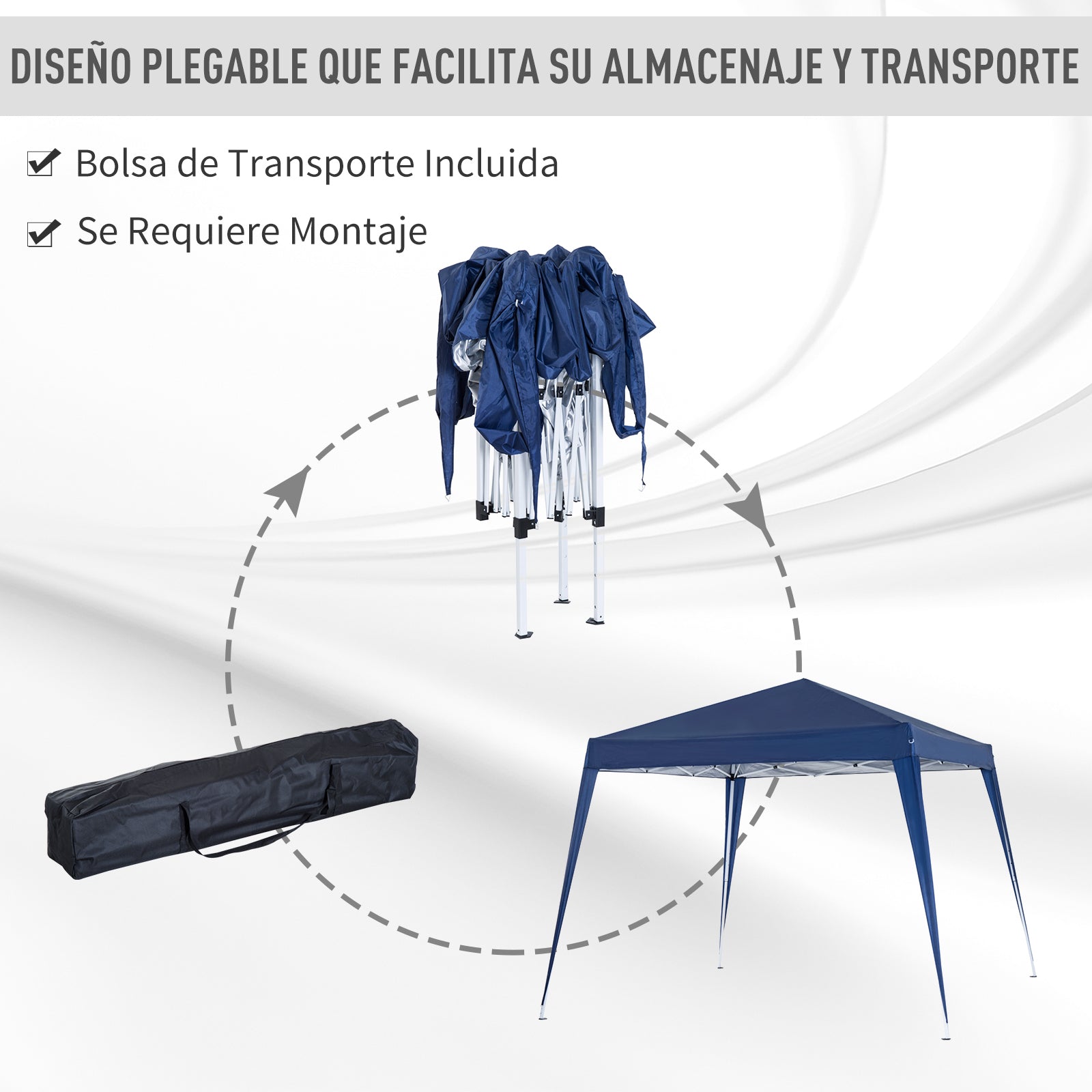 Tenda Dobrável 297x297x250 cm em Aço e Oxford - Cor Azul