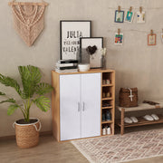Sapateira Armário com 80x32x91 cm em Madeira e Branco