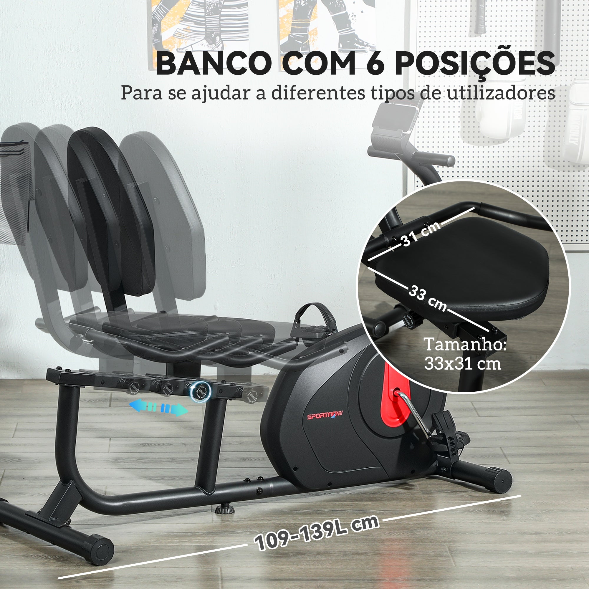 Bicicleta Estática Preto 103-139x61x100,5 cm - Treino em Casa